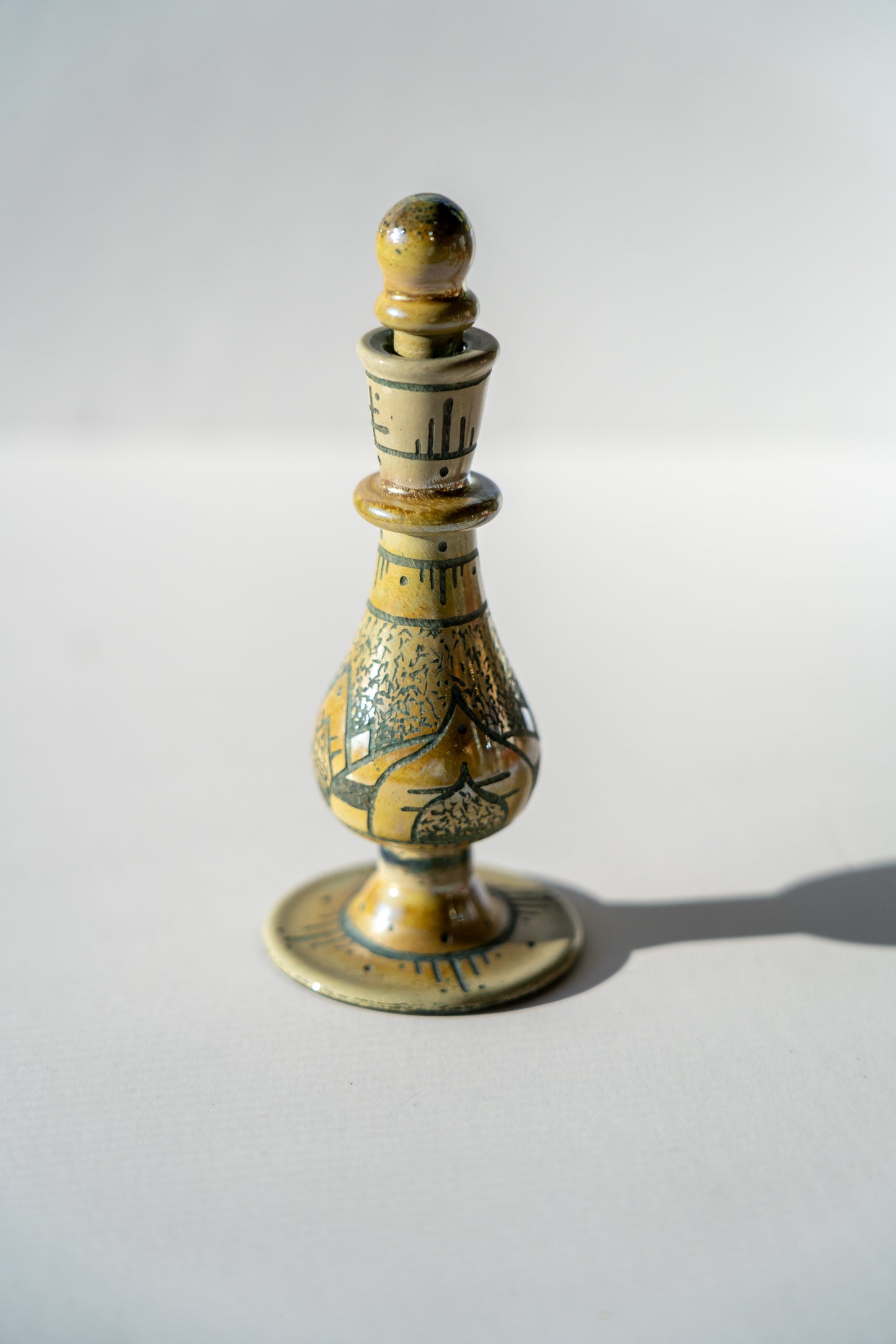 Lotus of the Nile: Glass Blown and Hand Etched Perfume Bottle